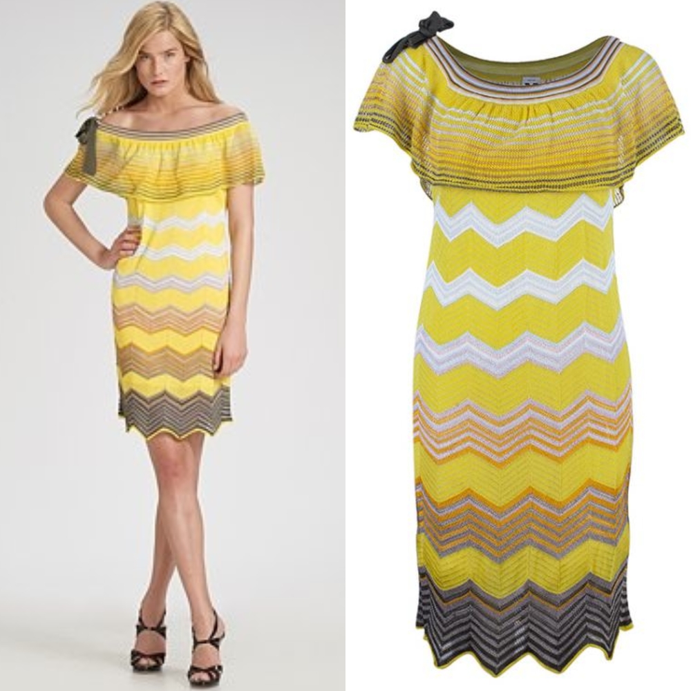 🧡Missoni Yellow and Gray Chevron Mini Dress☆